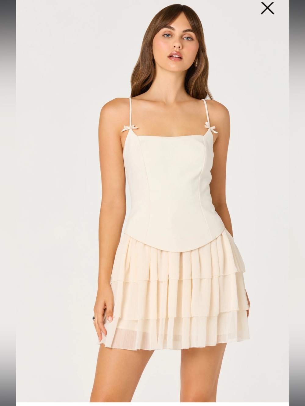astr kiarra cream off white bow detail la up corset mini dress size small NEW